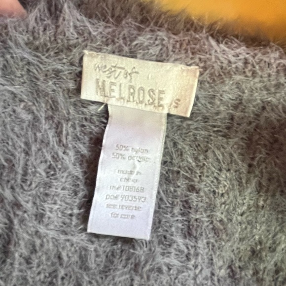 West of Melrose Cropped Wrap Balloon Sleeve Gray Sweater Size Small - Picture 4 of 5